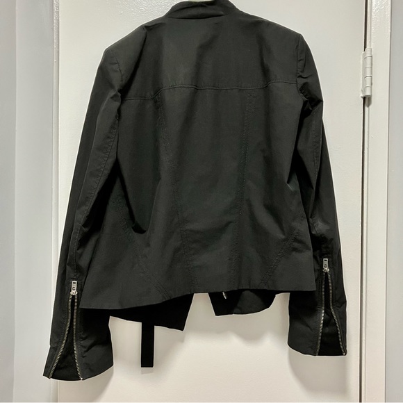 Helmut Lang Black 100% Cotton Biker Moto Jacket - Size Petite - Picture 6 of 8